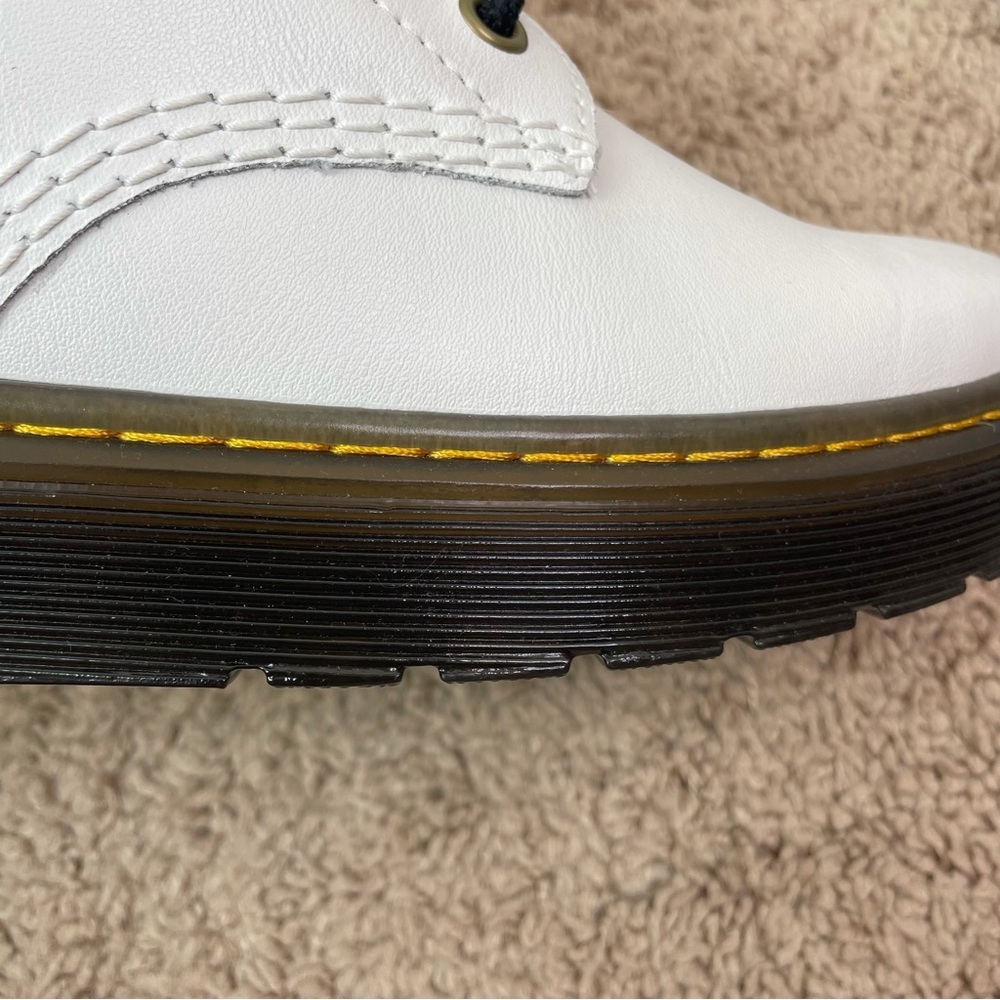 NEW Dr. Martens Docs Zavala White Coated Leather Lace-Up Combat Ankle Boots - Picture 12 of 16